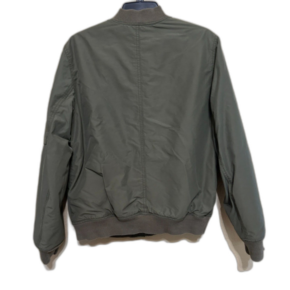 Gap Mens Small Olive Green Classic Vintage-Style Bomber Flight Jacket Coat - Picture 3 of 8